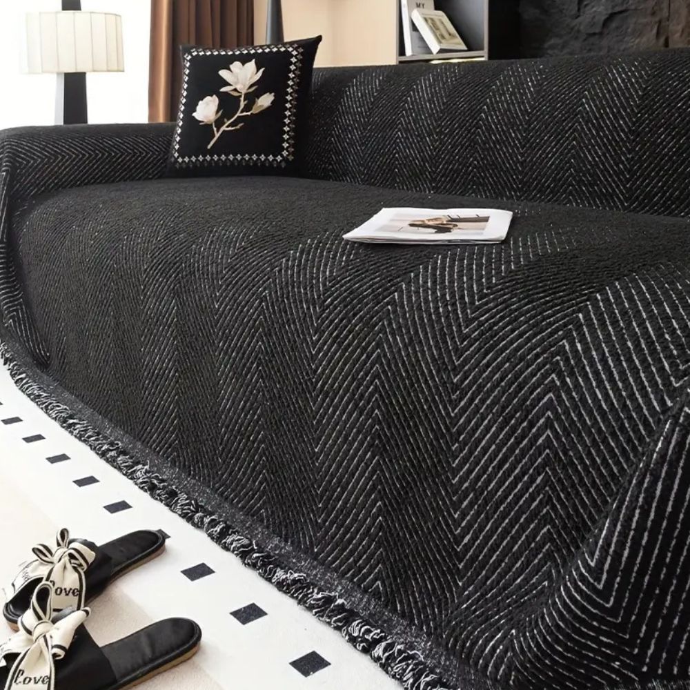 Skanto | CUSHVIVE – Herringbone Sofa Cover with Splash Protection and Non-Slip Design
