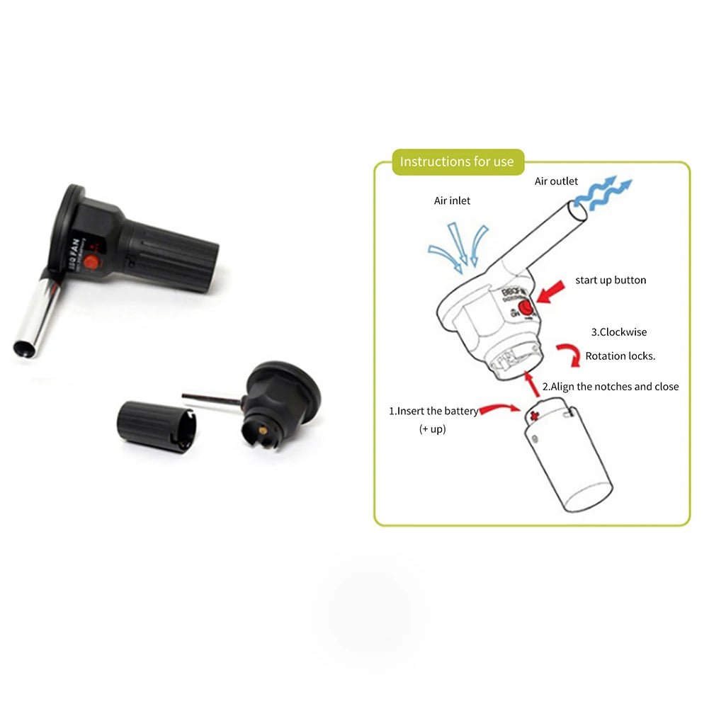 Skanto | Bærbar BBQ Fire Blowers – Aluminium Håndblåser for Grilling, Camping & Piknikker