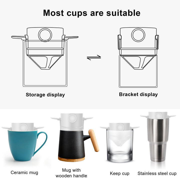 Bærbar sammenleggbar kaffefilter i rustfritt stål gjenbrukbar kaffetrakter | Skanto