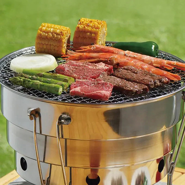 Bærbar utendørs BBQ-grill i rustfritt stål ildsted kullgrillbrenner | Skanto