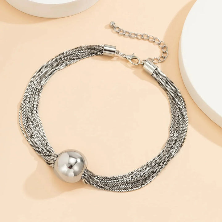 Skanto | Posh Multi Laget Kjede Ball Necklace og Armbånd