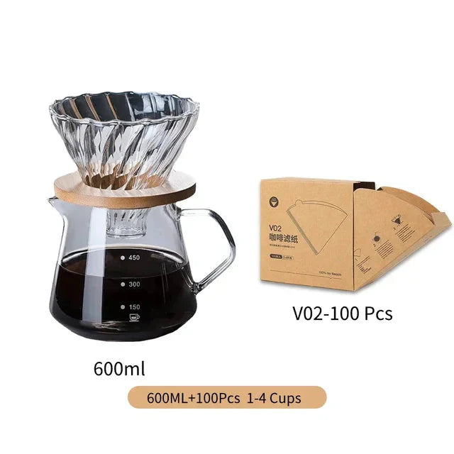 Pour Over Kaffe Brygger Sett Glass Kanne Kaffe med Glass Kaffe Filter | Skanto