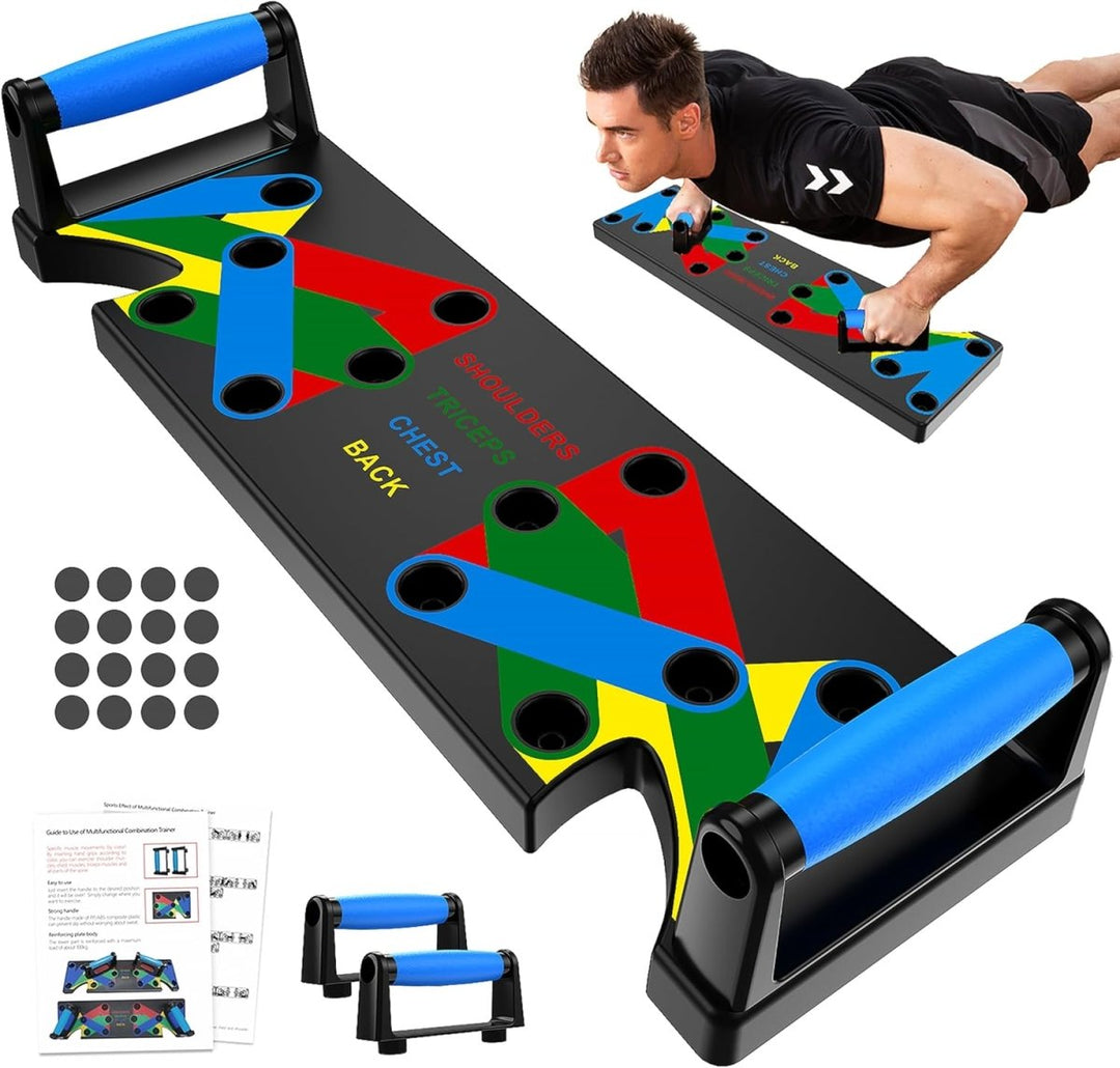 Powerflex Liegestütz-Trainingsbrett – Farbcodiertes Brust-, Schulter- og Trizepstraining – Robustes og tragbares Design – Für alle Fitnesslevel geeignet