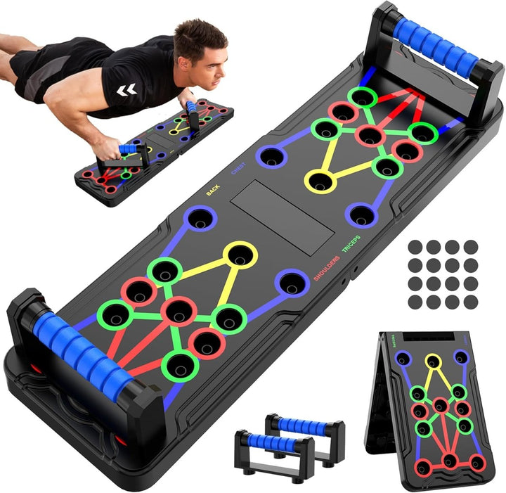 Powerflex Liegestütz-Trainingsbrett – Farbcodiertes Brust-, Schulter- og Trizepstraining – Robustes og tragbares Design – Für alle Fitnesslevel geeignet
