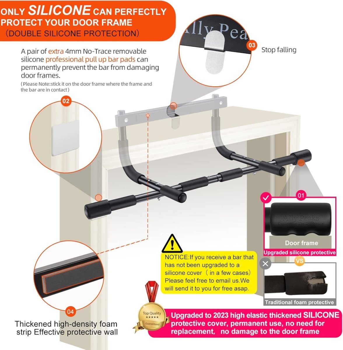 Norvo | PowerGrip Pull-Up Bar – Heavy Duty Dørkarm Chin-Up Bar – 200 kg Kapasitet – Multi-Grep for Full Overkroppstrening