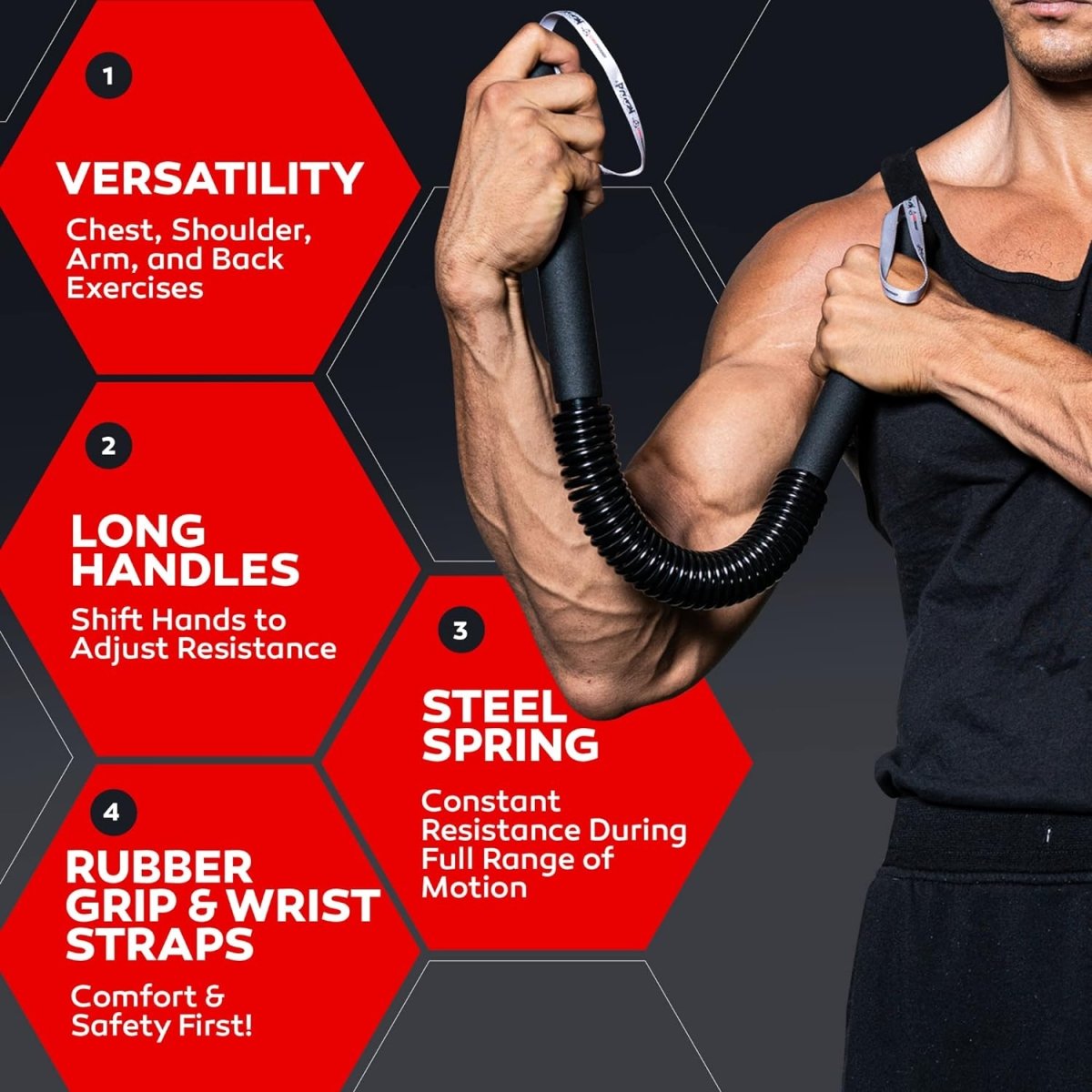 Norvo | Powerwist Overkroppstreningsstang – Justerbar Motstand – Fullkropps Styrke- & Utholdenhetstrener – Kompakt Hjemmegymutstyr