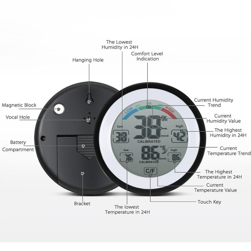 Skanto | Multifunksjonell Digital Termometer Hygrometer Temperatur Fuktighet