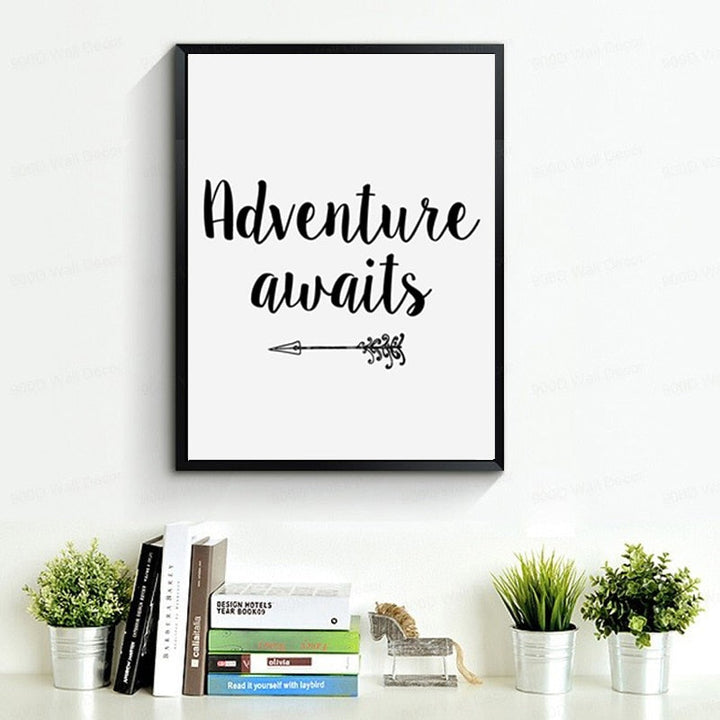 Adventure Awaits Pfeil - Lerret Veggkunst Maleri | Skanto