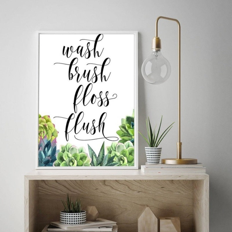 Moderne Vask Pensel Floss Flush Kaktus Trykk - Lerret Veggkunst Maleri