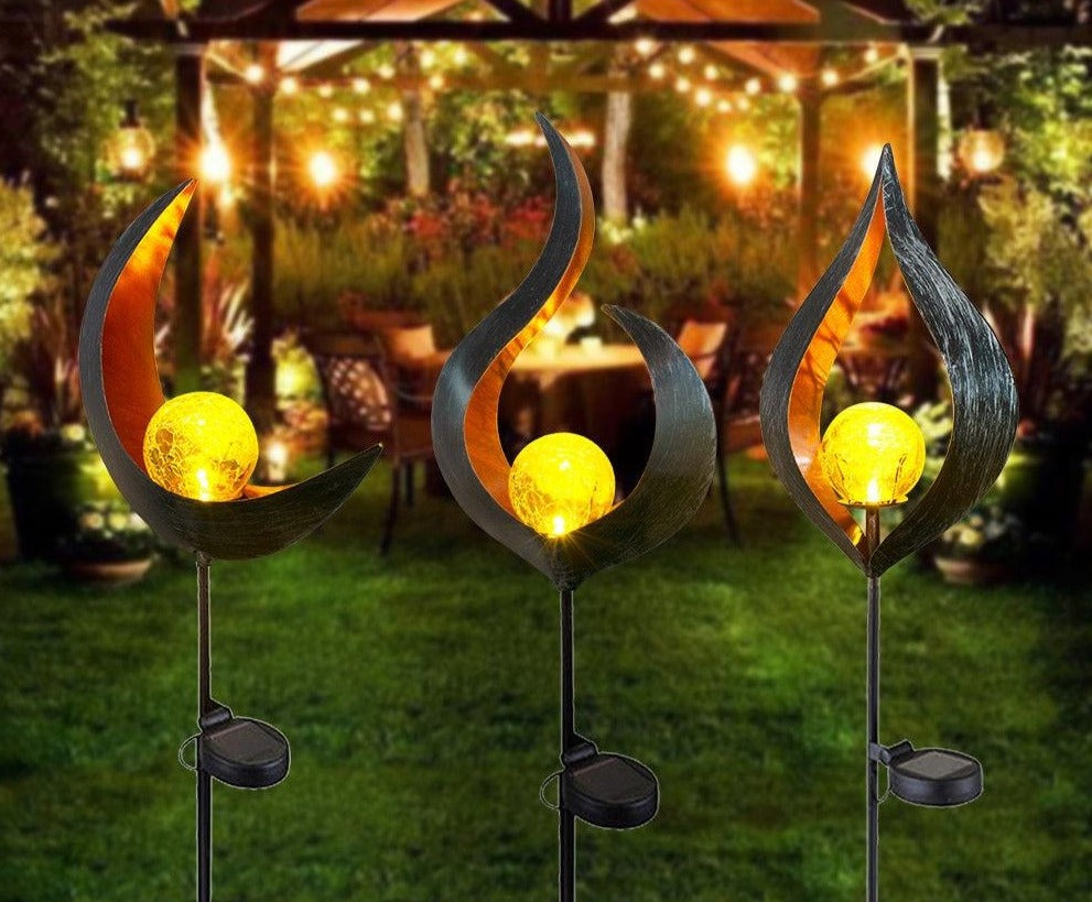 Skanto | IgnisLuxe LED Hagebelysning med Kunstig Flammeutseende | Solcelledrevet | Stemningsfull Utendørsbelysning | Dekor for Hage og Terrasse