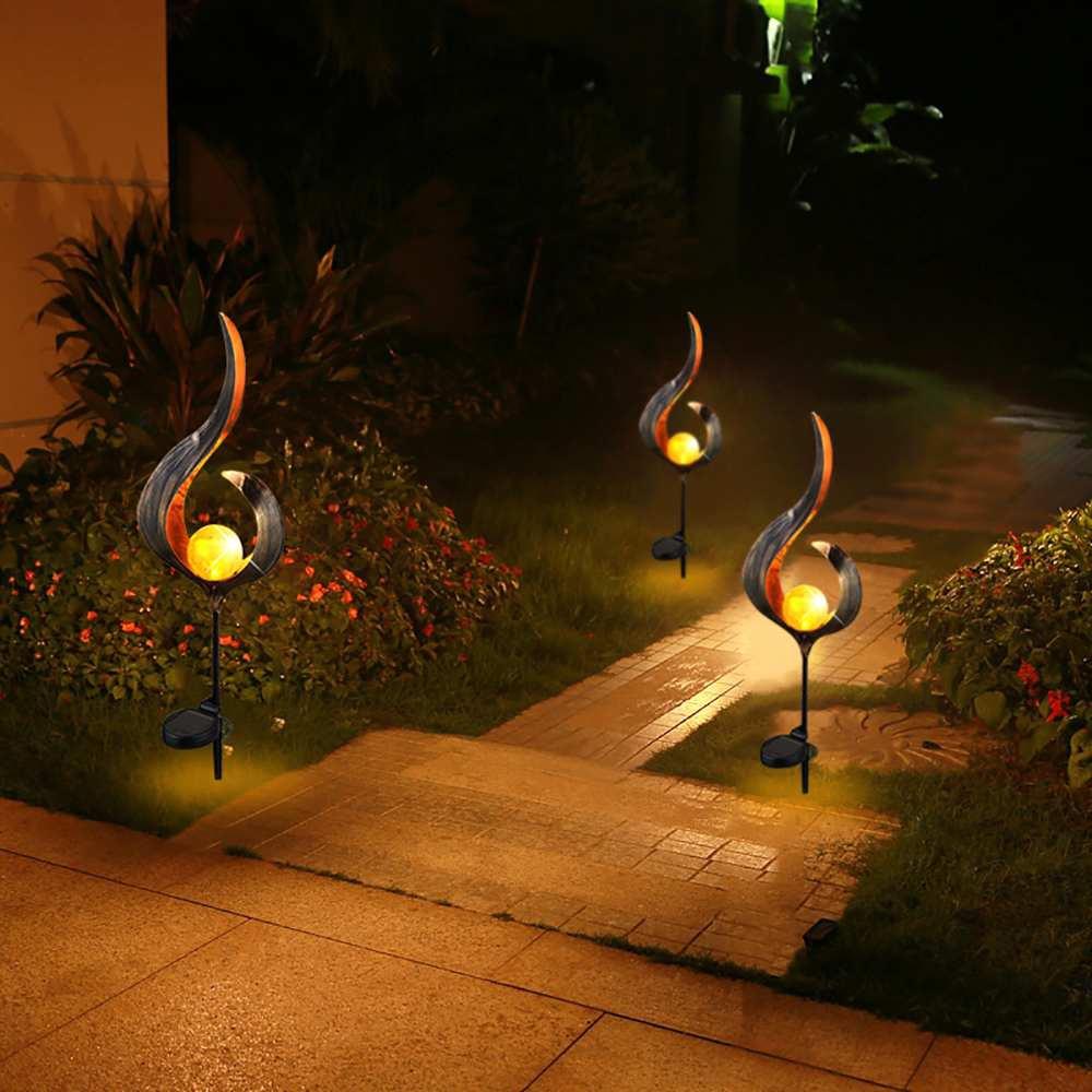 Skanto | IgnisLuxe LED Hagebelysning med Kunstig Flammeutseende | Solcelledrevet | Stemningsfull Utendørsbelysning | Dekor for Hage og Terrasse