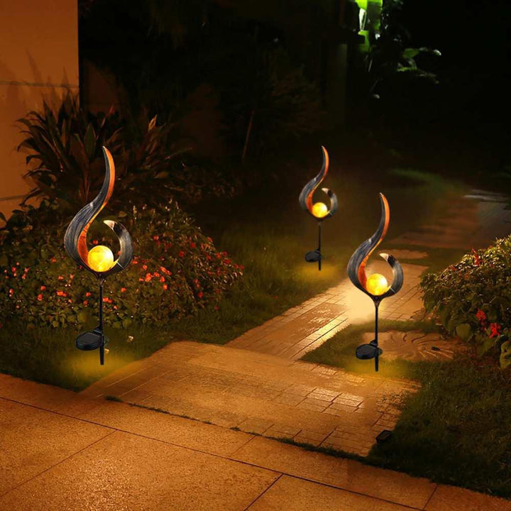 Skanto | IgnisLuxe LED Hagebelysning med Kunstig Flammeutseende | Solcelledrevet | Stemningsfull Utendørsbelysning | Dekor for Hage og Terrasse