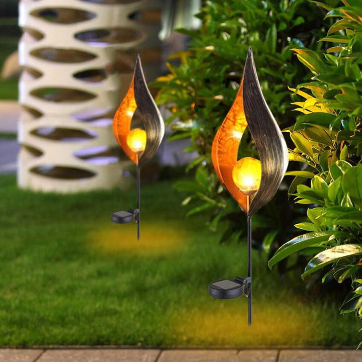 Skanto | IgnisLuxe LED Hagebelysning med Kunstig Flammeutseende | Solcelledrevet | Stemningsfull Utendørsbelysning | Dekor for Hage og Terrasse