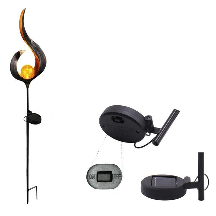 Skanto | IgnisLuxe LED Hagebelysning med Kunstig Flammeutseende | Solcelledrevet | Stemningsfull Utendørsbelysning | Dekor for Hage og Terrasse