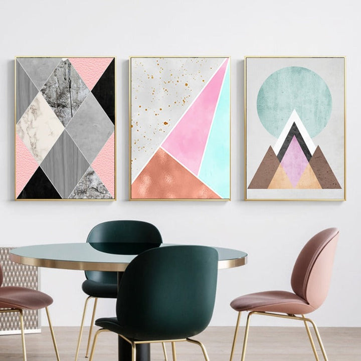 Abstrakt Geometrisk Veggkunst Utskrifter Vintage Plakat - Lerret Veggkunst Maleri | Skanto