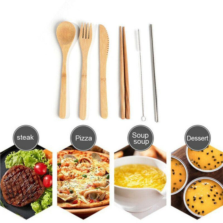 Skanto | 6 Pc Bambus Reise Bestikk Sett