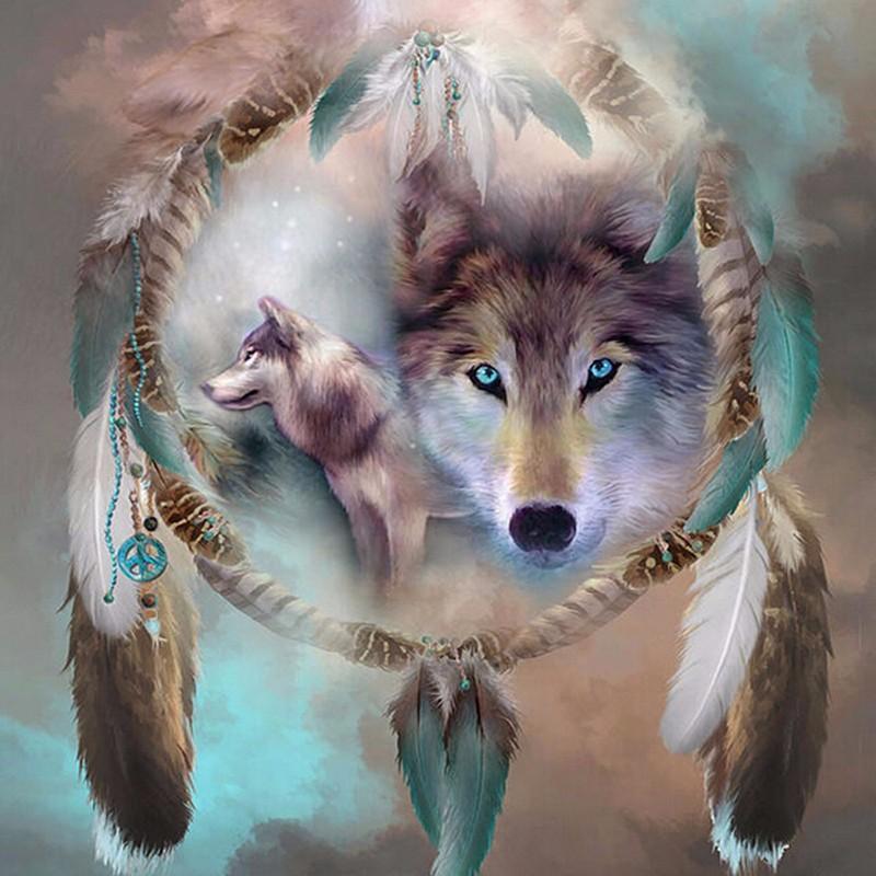 Wolf Dream Catcher - GemPaint Kit | Skanto
