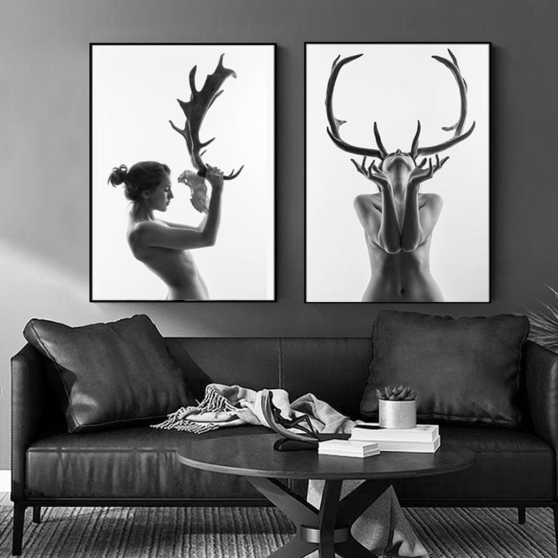 Antlers Kvinner - Lærret Veggkunst Maleri | Skanto