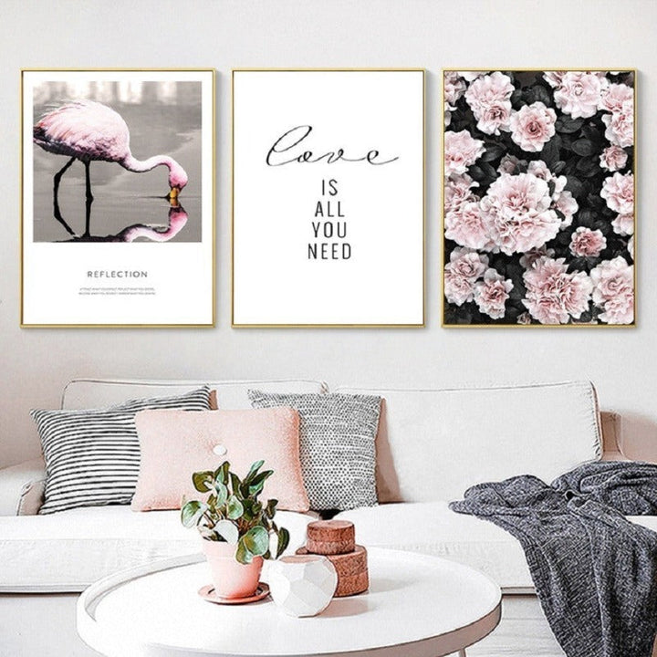 Nordisk skandinavisk blomster-ananas-motiv – lerretbilde