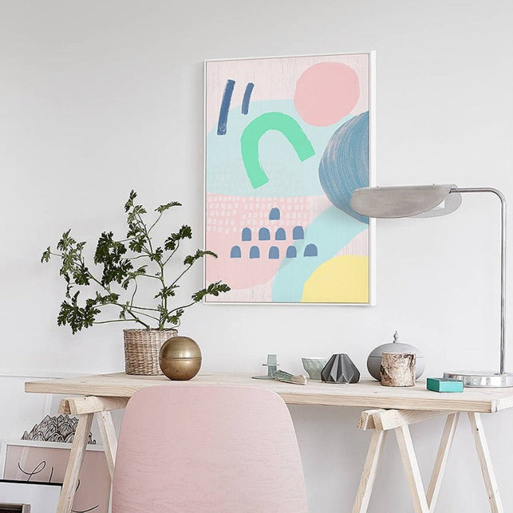 Abstract Akvarell Multi Pink Prinsesse - Lerret Veggkunst Maleri | Skanto
