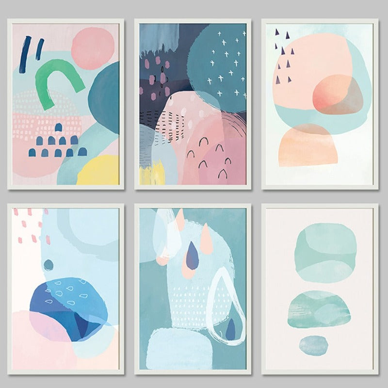 Abstract Akvarell Multi Pink Prinsesse - Lerret Veggkunst Maleri | Skanto