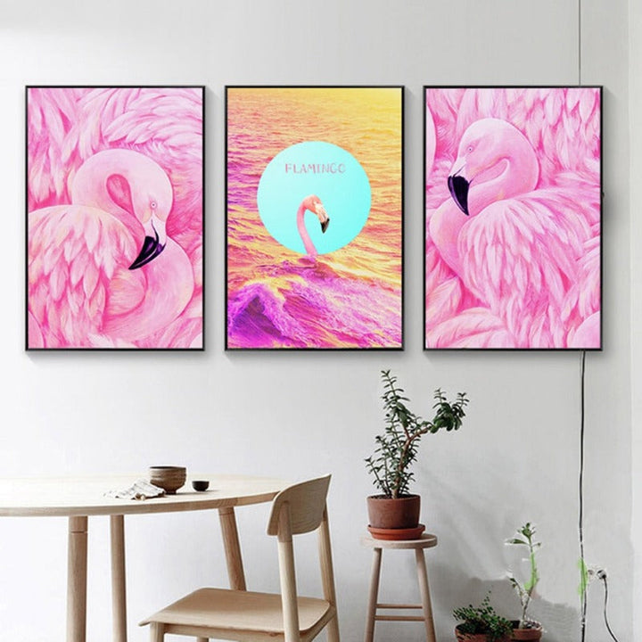Pink Flamingo - Lærret Veggkunst Maling
