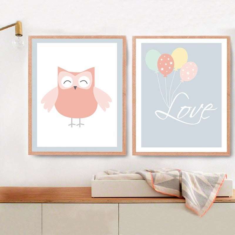 Love Owl - Lerret Veggkunst Maleri