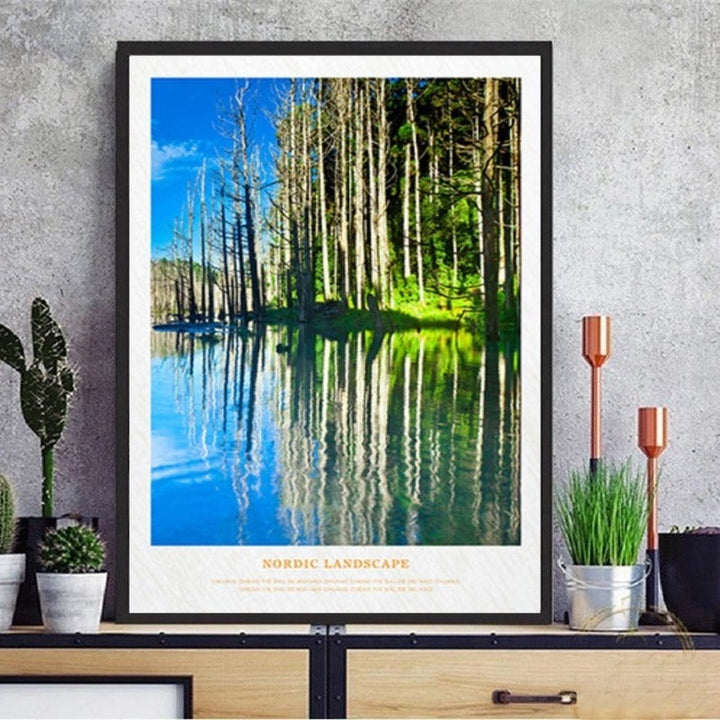 Nordic Skandinavia Natur Skog Solskinn Scene Trykk