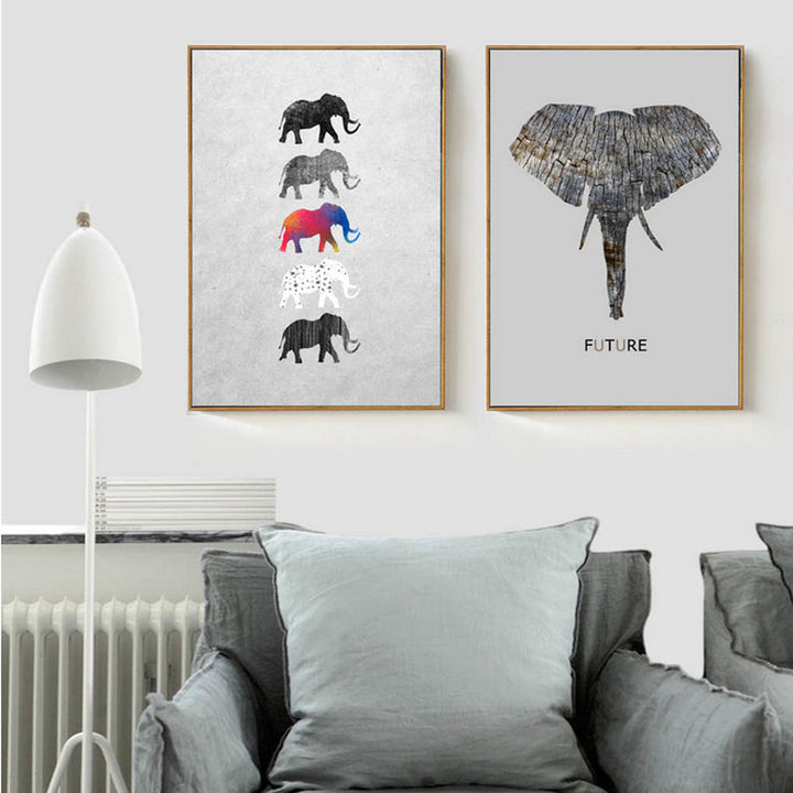 Moods Of Elephants - Lerret Veggkunst Maleri