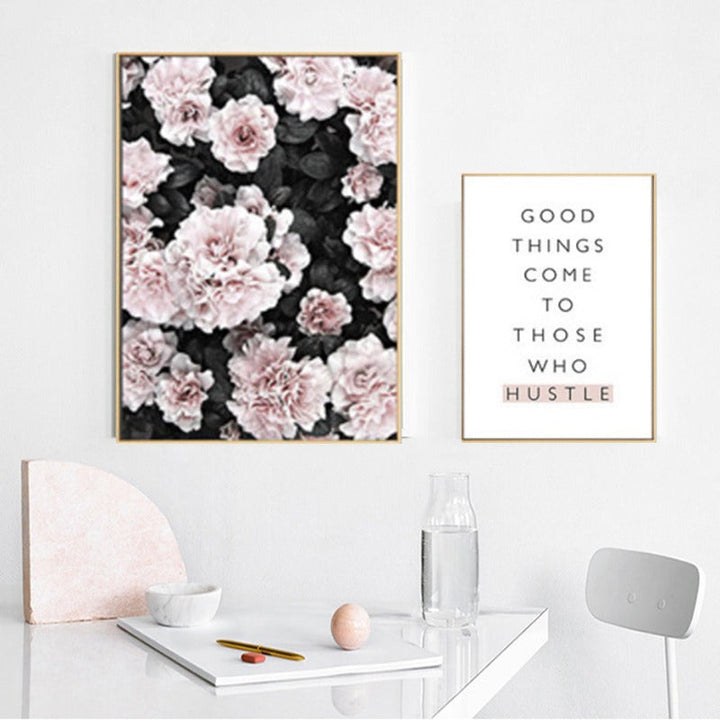 Moderne rosa Flamingo-blomsterbilde på lerret