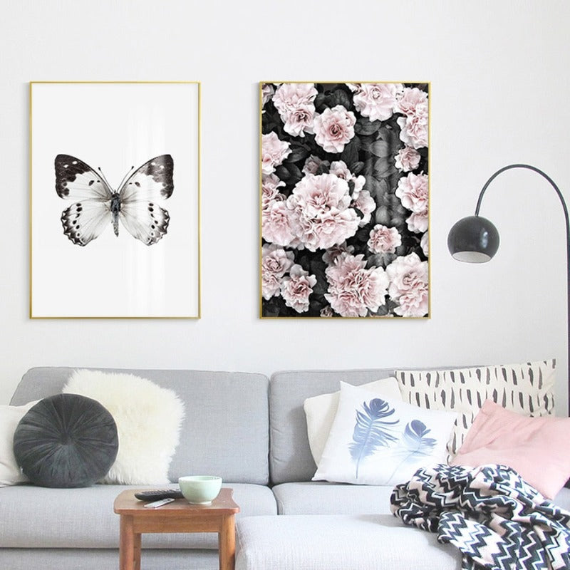 Moderne rosa Flamingo-blomsterbilde på lerret