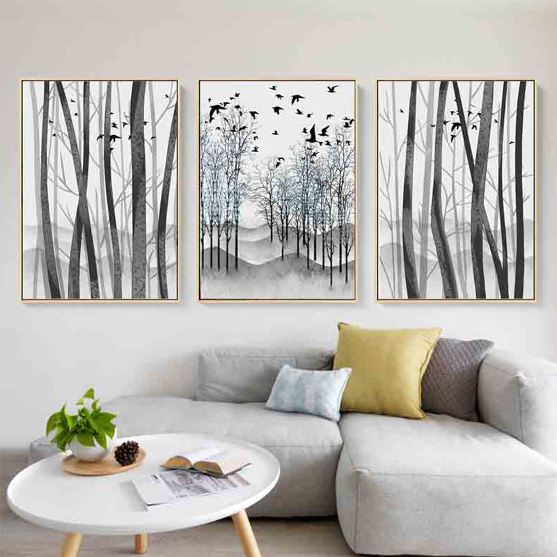 Abstract Woodland Nordic Veggkunst Trykk - Lærret Veggkunst Målning | Skanto