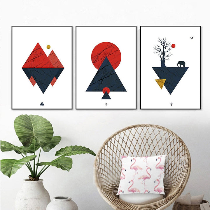 Abstract Woodland Nordic Veggkunst Trykk - Lærret Veggkunst Målning | Skanto