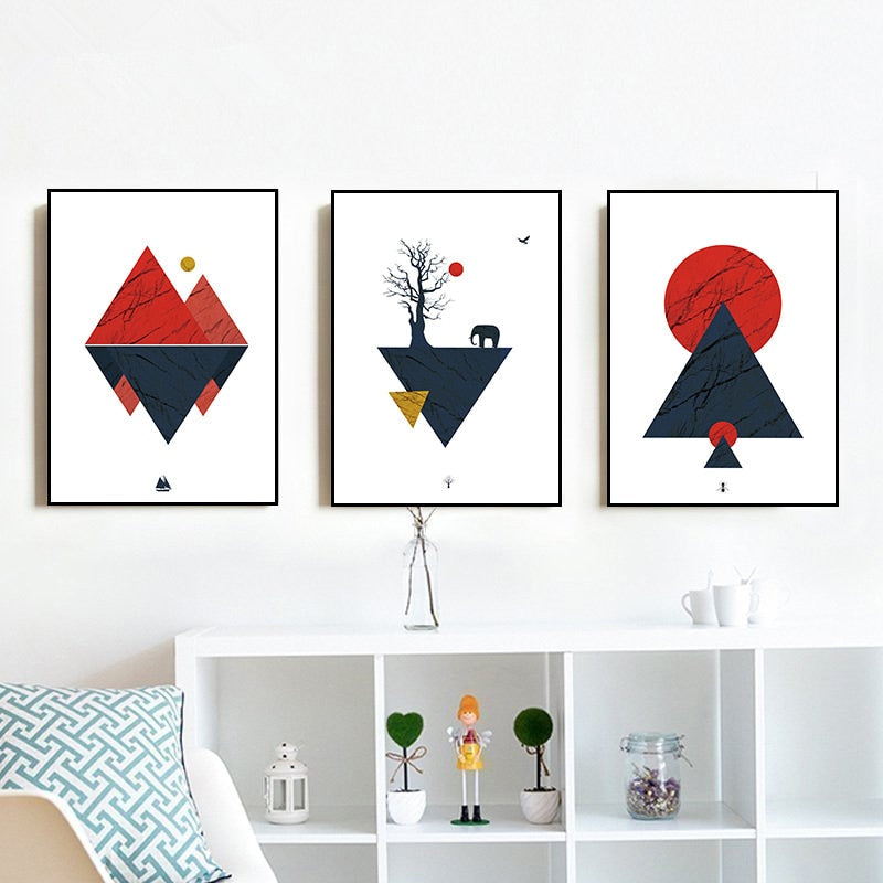 Abstract Woodland Nordic Veggkunst Trykk - Lærret Veggkunst Målning | Skanto