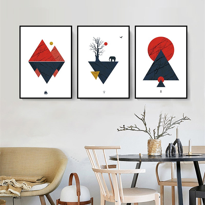 Abstract Woodland Nordic Veggkunst Trykk - Lærret Veggkunst Målning | Skanto