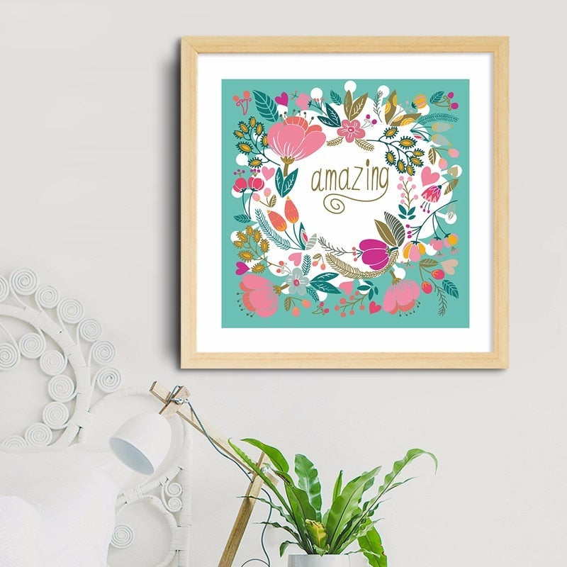 Nordiske hjort, fugler, blomster – Natur – lerretbilde
