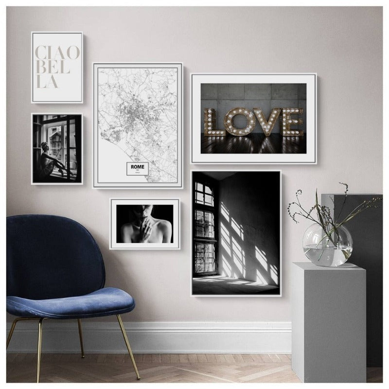 Nordic Scandinavian Interiors Love Print Girl - Canvas Picture