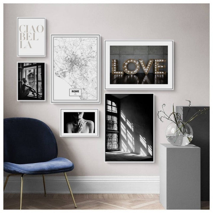 Nordic Scandinavian Interiors Love Print Girl - Canvas Picture