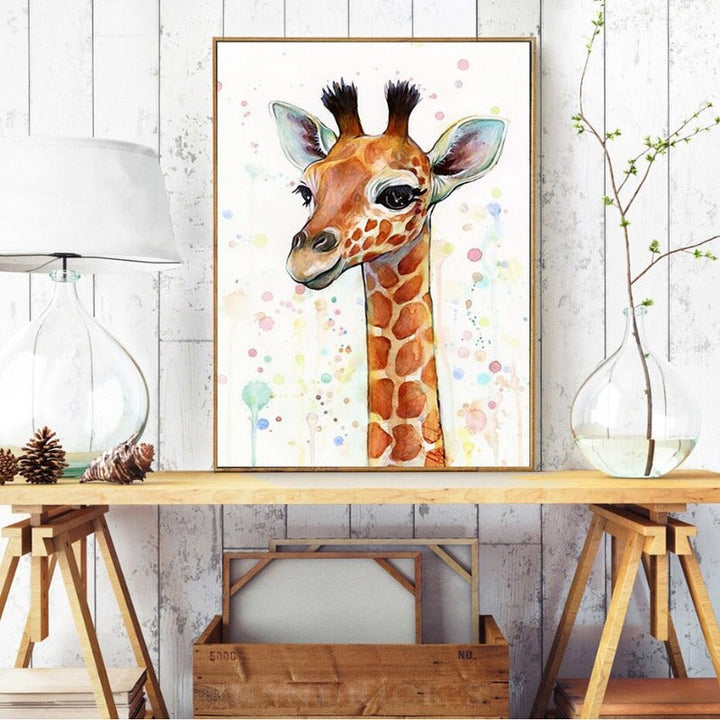 Baby Giraffe - Lerret Veggkunst Maleri | Skanto