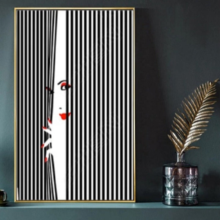Fashion Kvinner Abstrakt Kyss Plakat Voyeur - Lerret Veggkunst Maleri