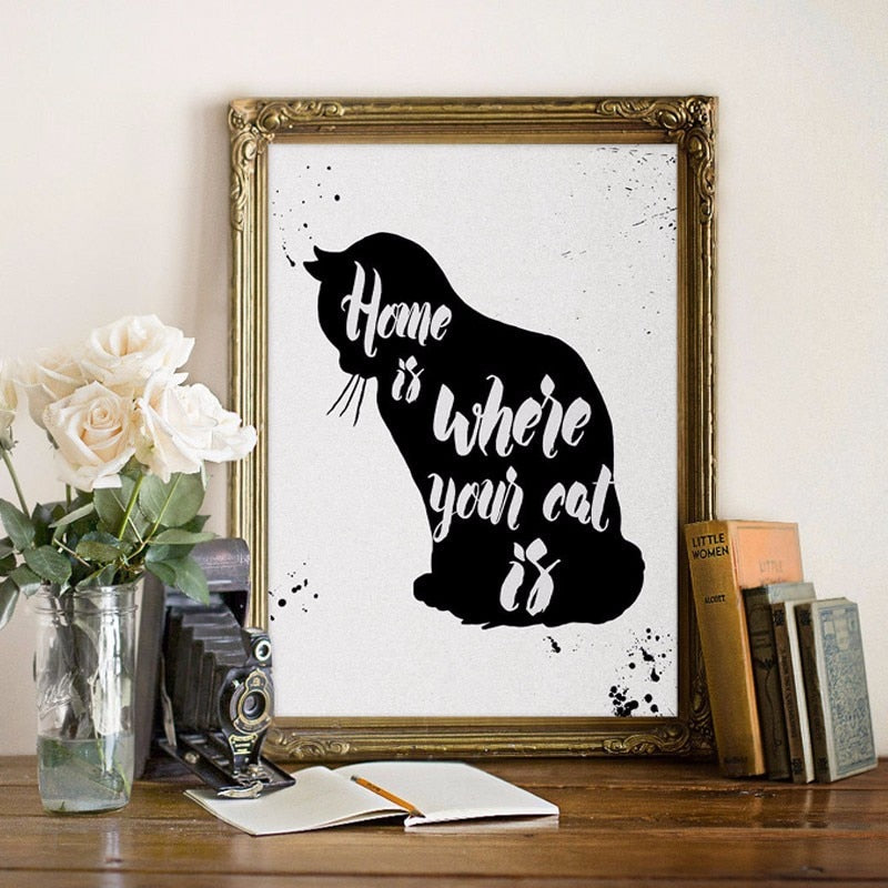 Cat Is Home-Canvas Veggkunst Maleri | Skanto