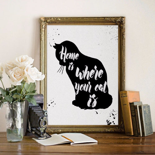 Cat Is Home-Canvas Veggkunst Maleri | Skanto