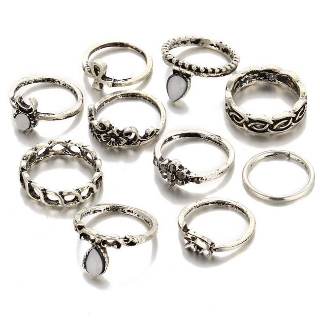 Bohemesk Ringsett - 10 Ringer | Skanto