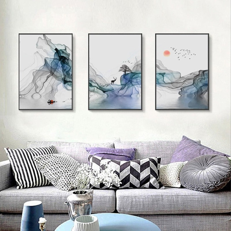 Abstract Sunrise - Lerret Veggkunst Maleri | Skanto