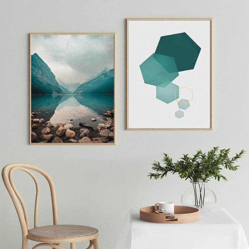 Abstrakt skandinavisk landskapsgeometri – lerretbilde