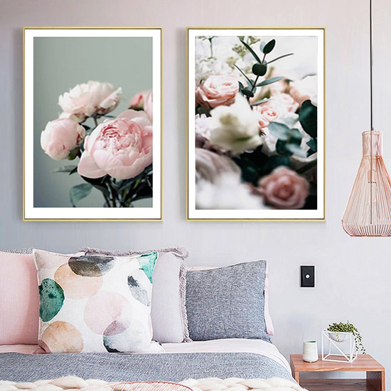 Moderne pioenrose lerretsmaleri – Galleri for blomsterbilder på lerret