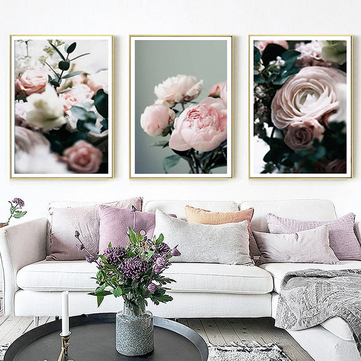 Moderne pioenrose lerretsmaleri – Galleri for blomsterbilder på lerret
