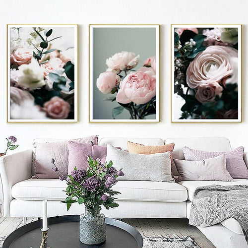 Moderne pioenrose lerretsmaleri – Galleri for blomsterbilder på lerret