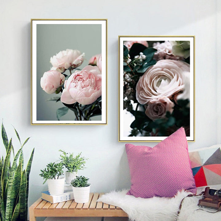 Moderne pioenrose lerretsmaleri – Galleri for blomsterbilder på lerret