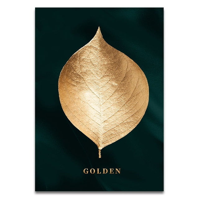 Gyldent blad veggkunst minimalistisk nordisk tropisk planter fin kunst lerrettrykk bilder for stue spisestue kunstdekor | Skanto